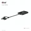 Videosplitter Club 3D CSV-1478 USB Type-C (USB-A-sovittimella) kahteen DisplayPort 4K60Hz, musta