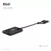 Videosplitter Club 3D CSV-1478 USB Type-C (USB-A-sovittimella) kahteen DisplayPort 4K60Hz, musta