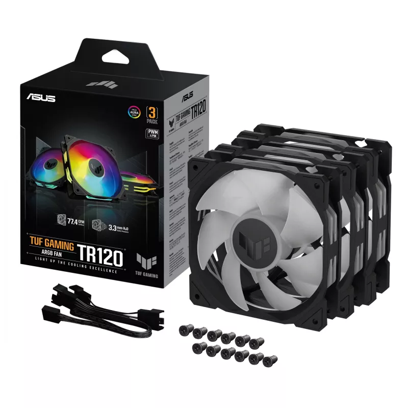 ASUS TUF GAMING TR120 ARGB 3IN1 musta tietokonekotelon ilmajäähdytin 12 cm