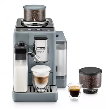 Espressokeitin De’Longhi Rivelia EXAM440.55.g — täysautomaattinen, 1,4 l vesisäiliö, 250 g mylly, 19 bar, TFT-kosketusnäyttö