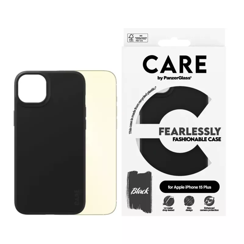 Suojakotelo PanzerGlass CARE by muotikotelo musta iPhone 15 Plus läpinäkyvä