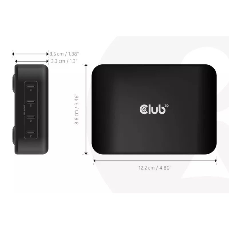 Mobiililaitteen laturi CLUB3D CAC-1918 universaali musta AC 4 USB Type-C liitäntää