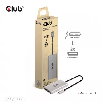 CLUB3D Thunderbolt™ 3 - DisplayPort™ kaksoisnäyttösovitin 4K60Hz M/F