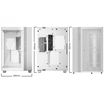 PC-kotelo be quiet! LIGHT BASE 600 DX valkoinen Midi Tower, ATX/microATX/Mini-ATX, lasilevy, RGB-etu, USB-C