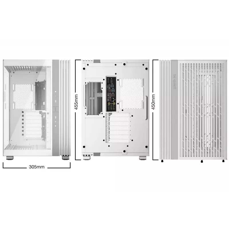 be quiet! Light Base 600 DX BGW66 Midi Tower -tietokonekotelo, ATX/micro-ATX/Mini-ITX, karkaistu lasia oleva sivupaneeli, ARGB, USB-C, valkoinen