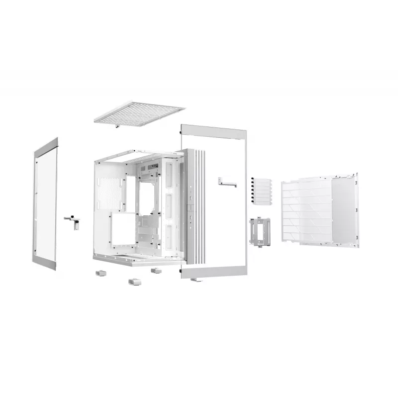 be quiet! Light Base 600 DX BGW66 Midi Tower -tietokonekotelo, ATX/micro-ATX/Mini-ITX, karkaistu lasia oleva sivupaneeli, ARGB, USB-C, valkoinen