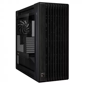 PC-kotelo ASUS ProArt PA602 Wood Edition Midi Tower musta — puu, ATX/EATX-tuki, temperlas, 4×3,5