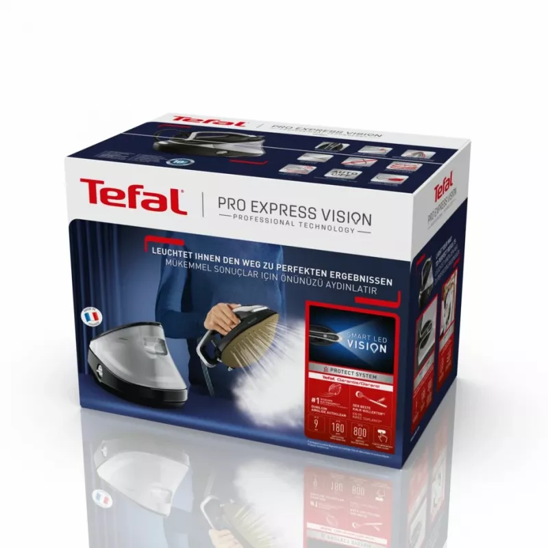 Tefal Pro Express Vision GV9821 3000 W 1,2 L Durilium AirGlide Autoclean silityspohja musta, hopea