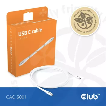 USB-C-kaapeli CLUB3D CAC-3001 2 m USB4 Gen 3x2 valkoinen
