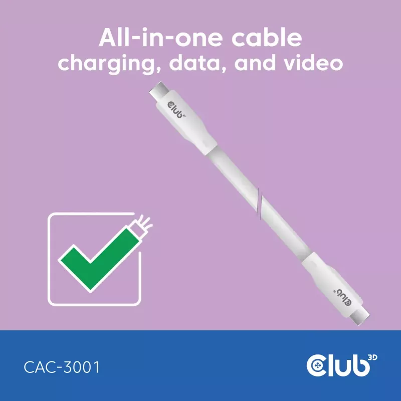 USB-C-kaapeli CLUB3D CAC-3001 2 m USB4 Gen 3x2 valkoinen