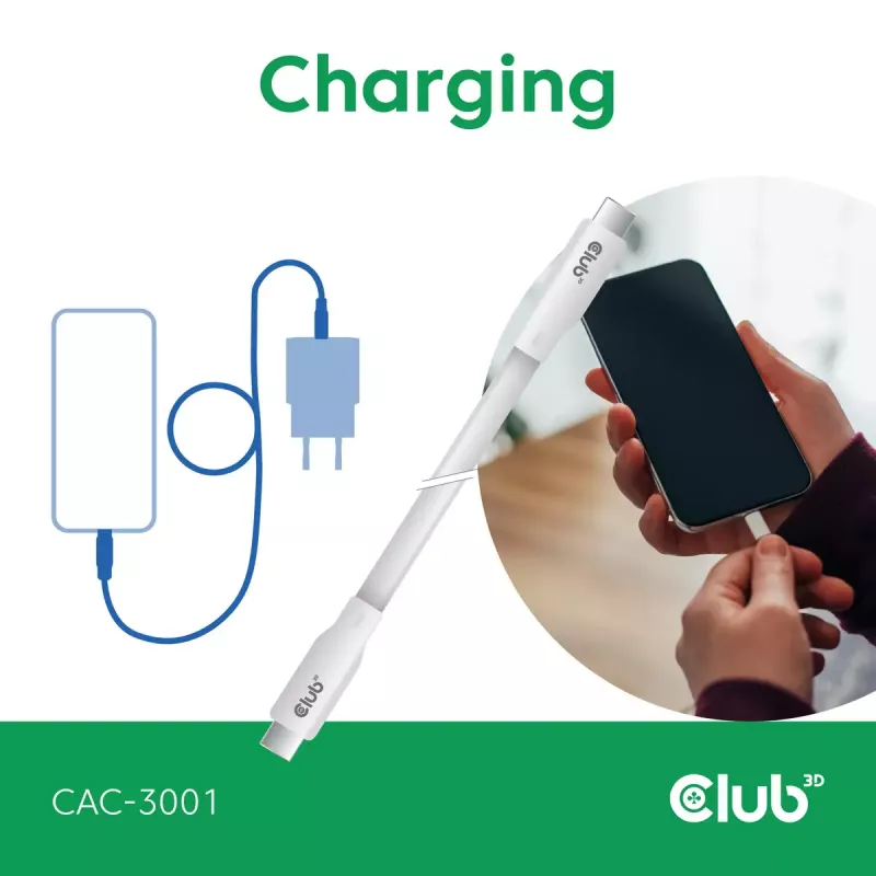 USB-C-kaapeli CLUB3D CAC-3001 2 m USB4 Gen 3x2 valkoinen