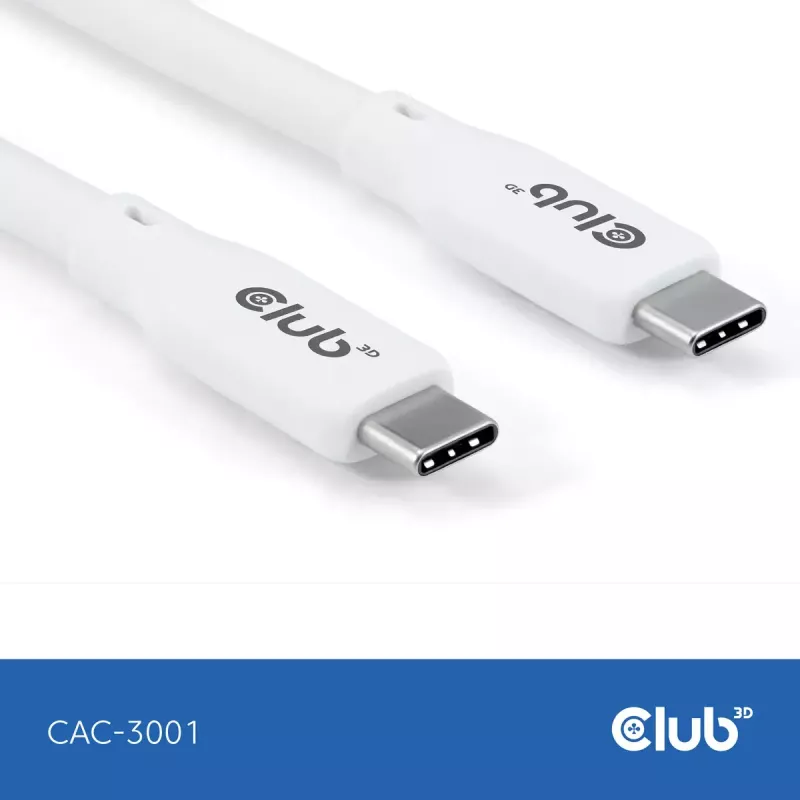USB-C-kaapeli CLUB3D CAC-3001 2 m USB4 Gen 3x2 valkoinen