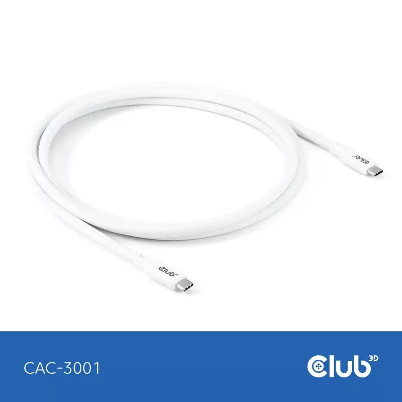 USB-C-kaapeli CLUB3D CAC-3001 2 m USB4 Gen 3x2 valkoinen