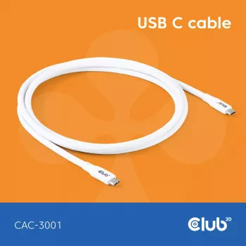 USB-C-kaapeli CLUB3D CAC-3001 2 m USB4 Gen 3x2 valkoinen
