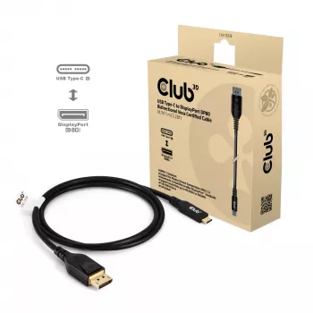USB Type-C - DisplayPort 2.1 -kaapeli, Club 3D CAC-1559, kaksisuuntainen, VESA DP80 -sertifioitu, 1 m