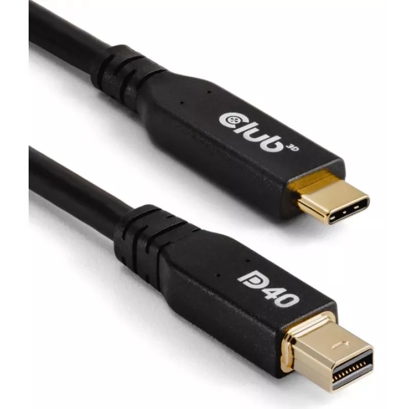 CLUB3D CAC-1561 DisplayPort-kaapeli 2 m Mini DisplayPort USB Type-C musta