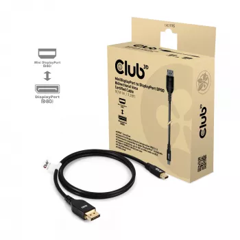 CLUB3D Mini DisplayPort™ - DisplayPort™ kaksisuuntainen VESA DP80 -sertifioitu kaapeli M/M 1 m/3.28 ft