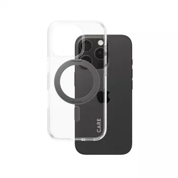 PanzerGlass CARE™ by ® Case läpinäkyvä mustalla Kickstand-telineellä & MagSafe iPhone 16 Pro