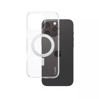 PanzerGlass CARE™ by ® Case läpinäkyvä hopeisella Kickstand-telineellä & MagSafe iPhone 16 Pro Max