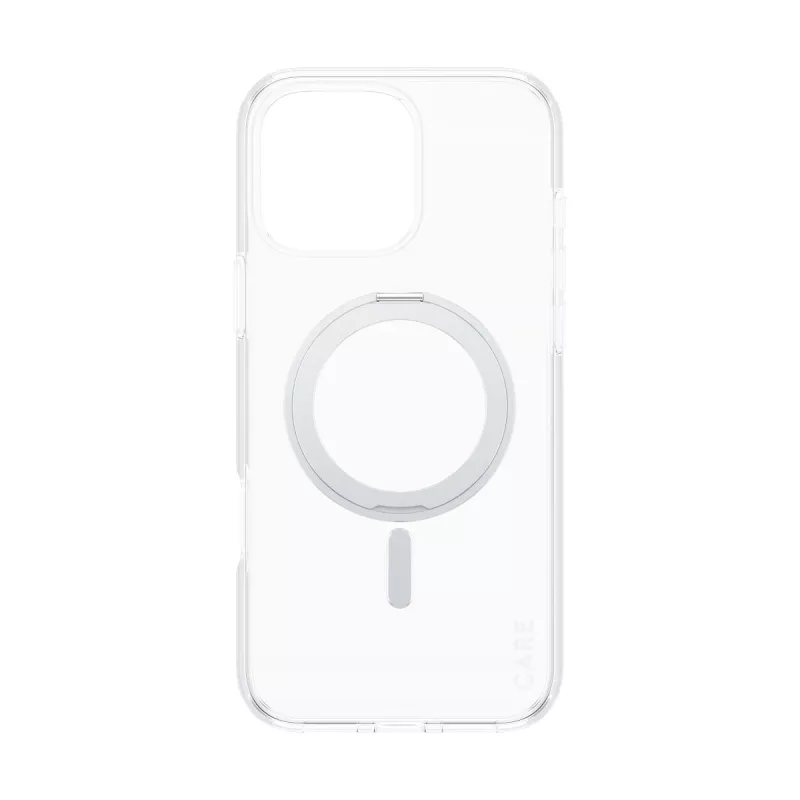 PanzerGlass CARE™ by ® Case läpinäkyvä hopeisella Kickstand-telineellä & MagSafe iPhone 16 Pro Max
