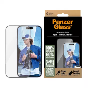 PanzerGlass ® näytönsuoja iPhone 16 | 15 | Ultra-Wide Fit