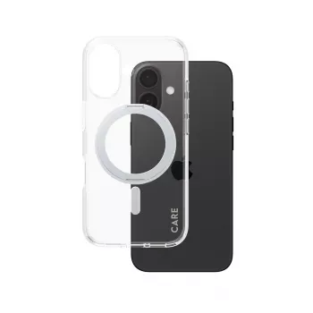 PanzerGlass CARE™ by ® Case läpinäkyvä hopeisella Kickstand-telineellä & MagSafe iPhone 16