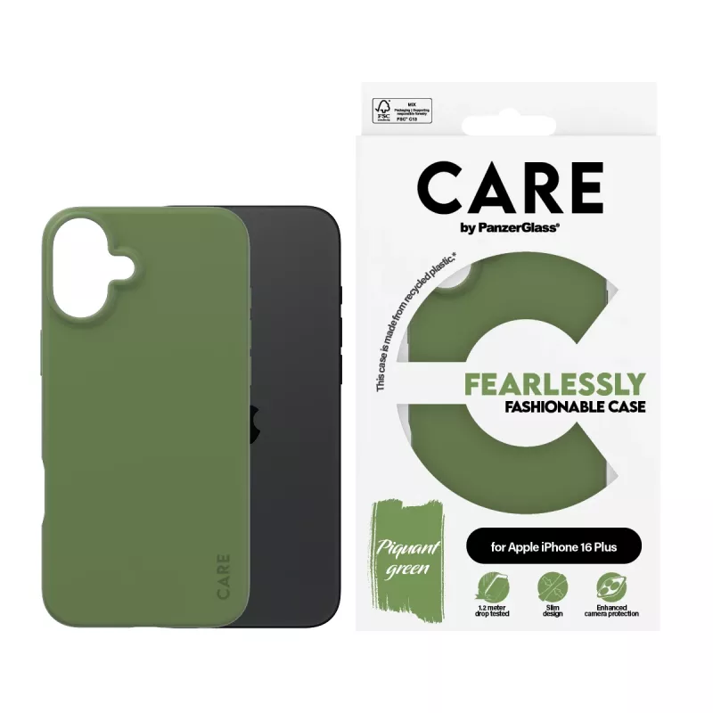 Suojakotelo PanzerGlass CARE by ® muodikas kotelo vihreä iPhone 16 Plus