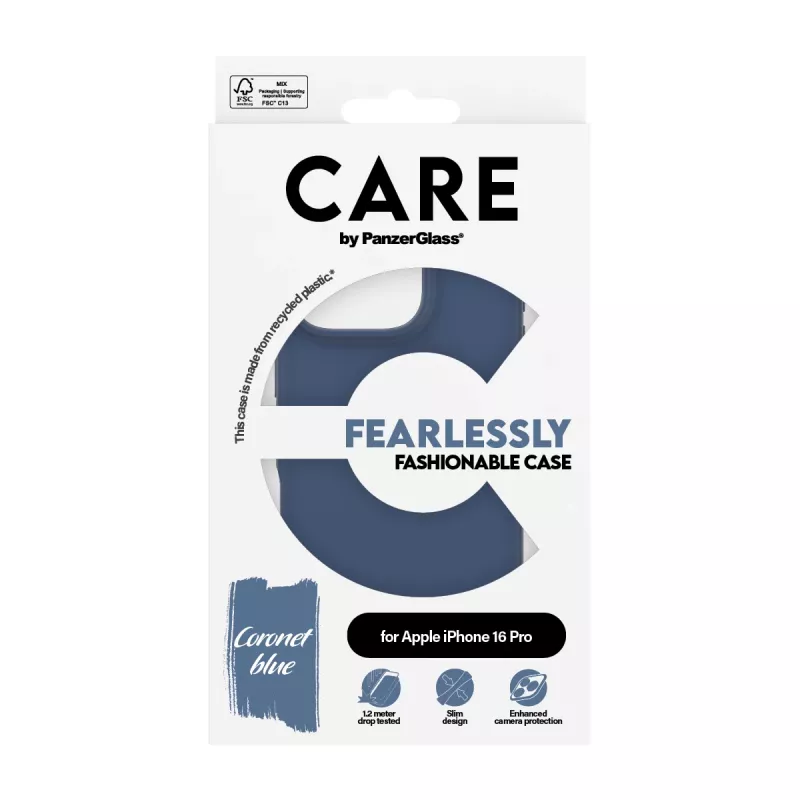 PanzerGlass CARE™ by ® Case Blue iPhone 16 Pro, kuori, Apple, Apple - iPhone 16 Pro, sininen