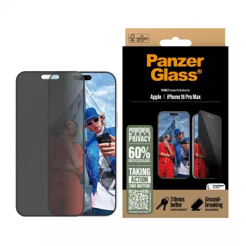 PanzerGlass ® Privacy Screen Protector iPhone 16 Pro Max | Ultra-Wide Fit EasyAlignerilla