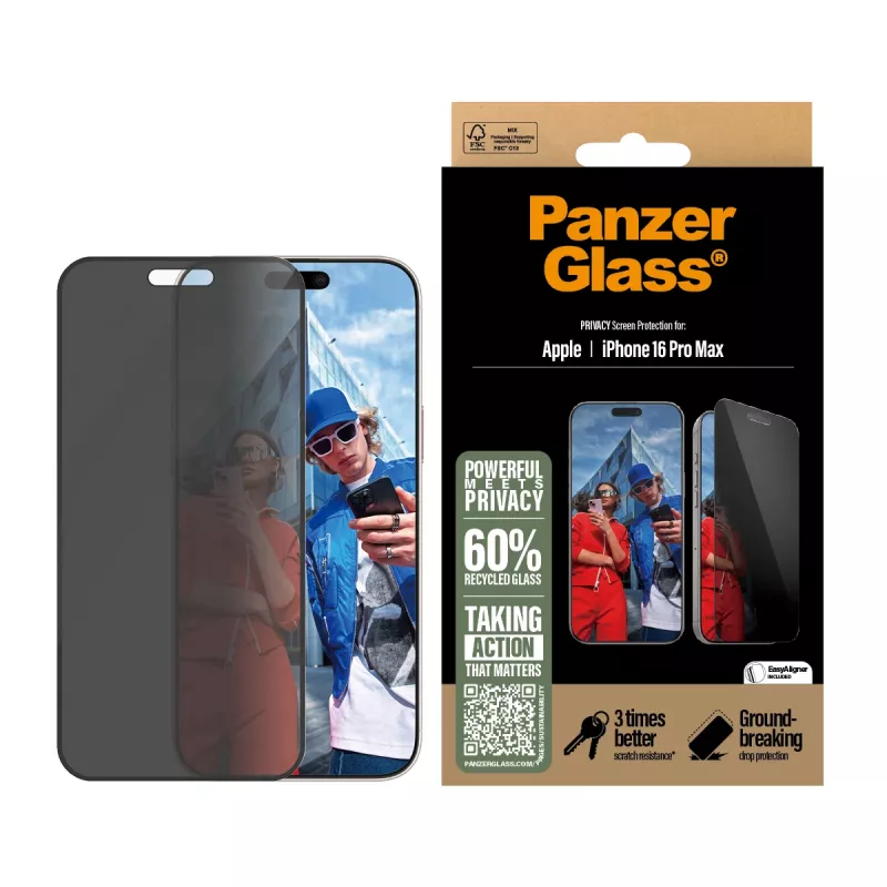 PanzerGlass ® Privacy Screen Protector iPhone 16 Pro Max | Ultra-Wide Fit EasyAlignerilla