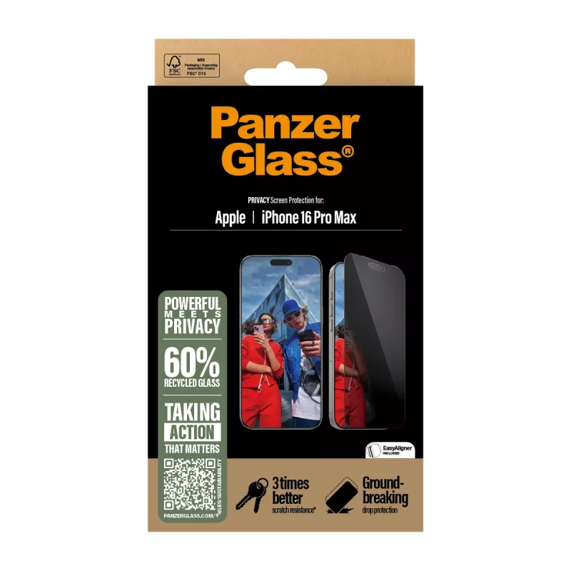 PanzerGlass ® Privacy Screen Protector iPhone 16 Pro Max | Ultra-Wide Fit EasyAlignerilla