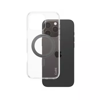PanzerGlass CARE™ by ® kuori läpinäkyvä mustalla Kickstand-telineellä & MagSafe iPhone 16 Pro Max