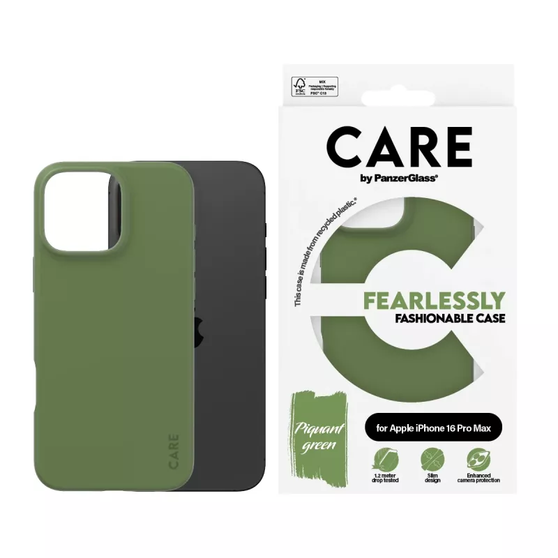 Suojakuori PanzerGlass CARE by ® muodikas kuori vihreä iPhone 16 Pro Max