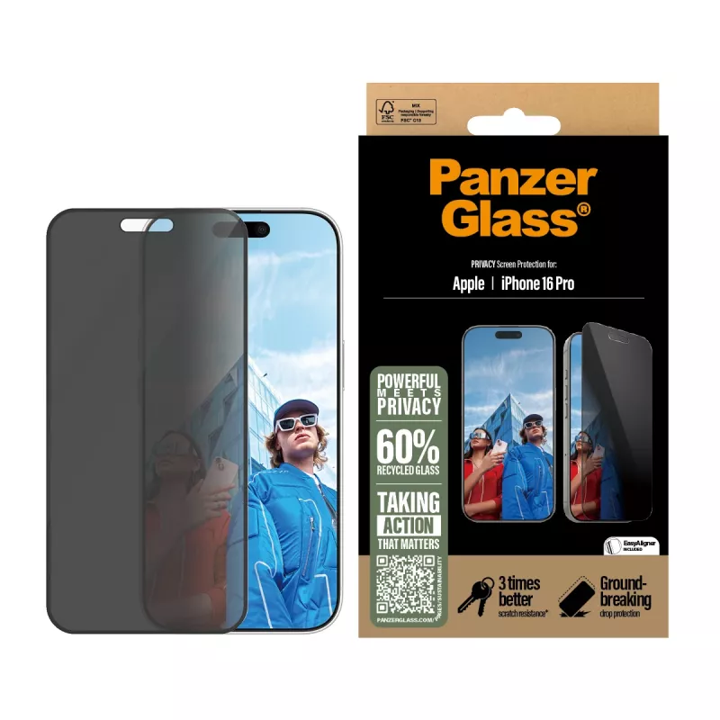 PanzerGlass ® tietosuojanäytönsuojakalvo iPhone 16 Pro | Ultra-Wide Fit EasyAlignerilla