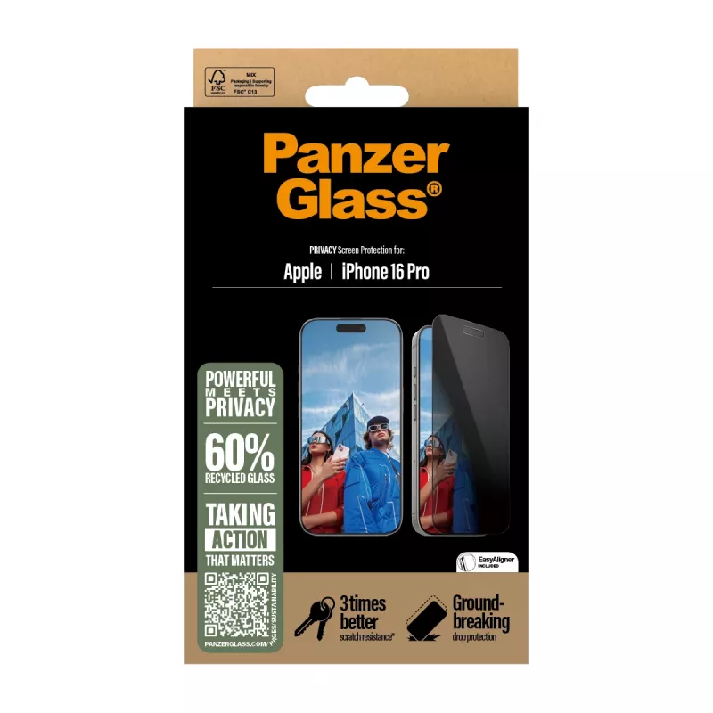 PanzerGlass ® tietosuojanäytönsuojakalvo iPhone 16 Pro | Ultra-Wide Fit EasyAlignerilla