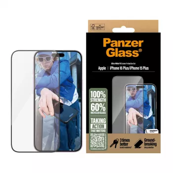 PanzerGlass ® näytönsuojakalvo iPhone 16 Plus | 15 Plus | Ultra-Wide Fit