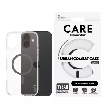 PanzerGlass CARE™ by ® Urban Combat kuori läpinäkyvä musta MagSafe iPhone 16 Plus