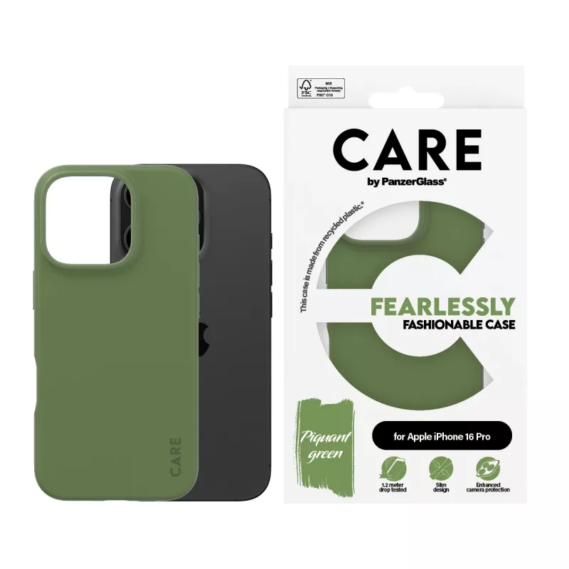 Suojakuori PanzerGlass CARE by ® muodikas kuori vihreä iPhone 16 Pro