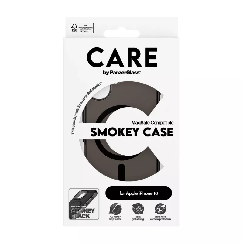 PanzerGlass CARE™ by ® Urban Combat kuori Smokey musta MagSafe iPhone 16