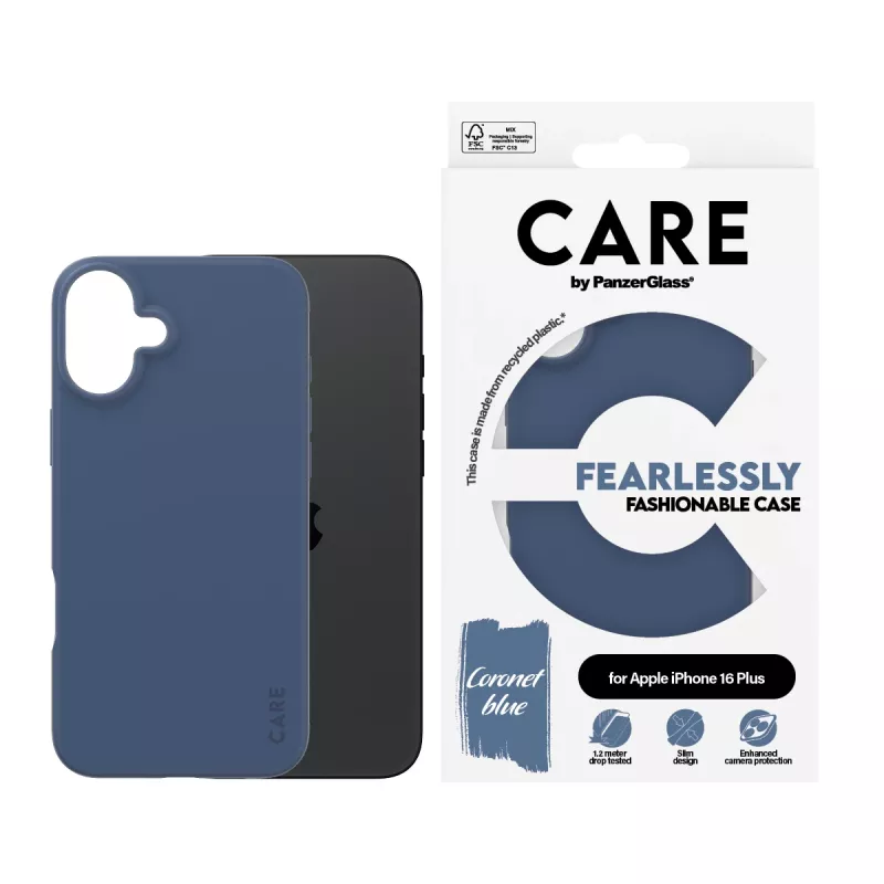 PanzerGlass CARE by Fashionable Case suojakuori iPhone 16 Plus, sininen