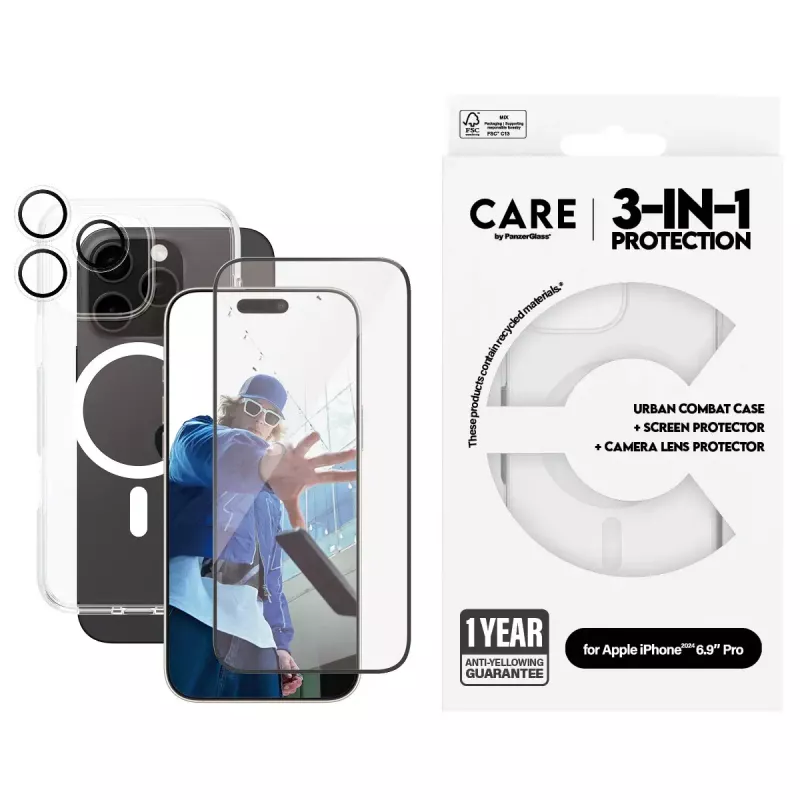 PanzerGlass ® | CARE by ® Flagship 3-in-1 paketti iPhone 16 Pro Max