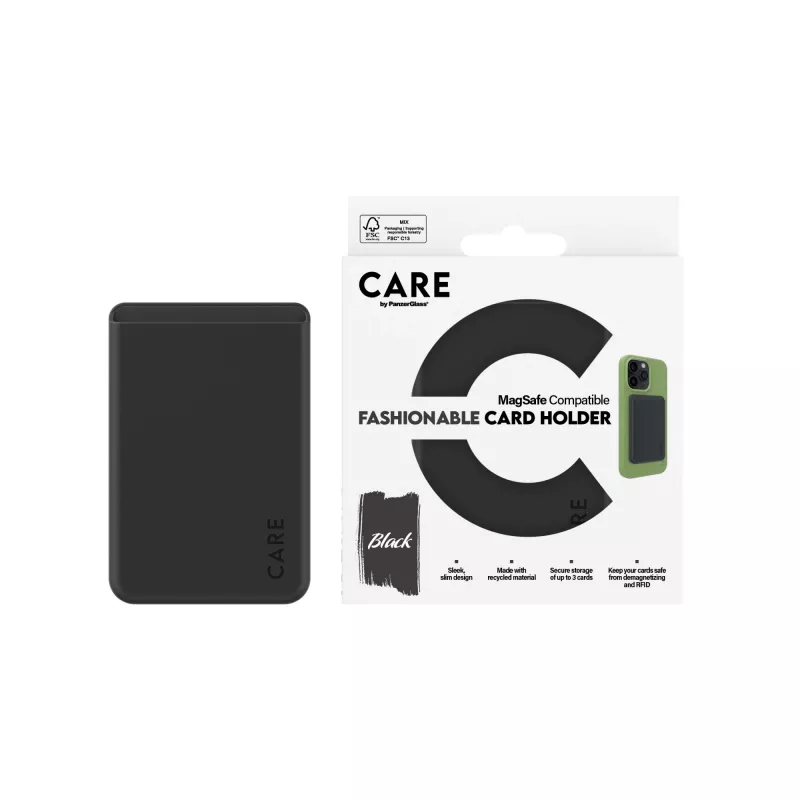 PanzerGlass CARE by Fashionable Card Holder musta iPhone läpinäkyvä