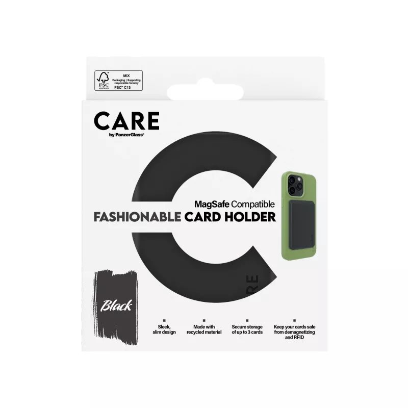 PanzerGlass CARE by Fashionable Card Holder musta iPhone läpinäkyvä