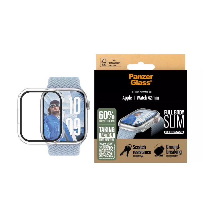 PanzerGlass Snappie Full Body Slim näytönsuoja Apple Watch 10 42mm, kirkas