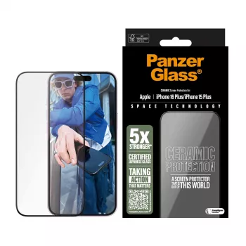 PanzerGlass ® keraaminen näytönsuoja iPhone 16 Plus | 15 Plus | Ultra-Wide Fit EasyAligner-telineellä