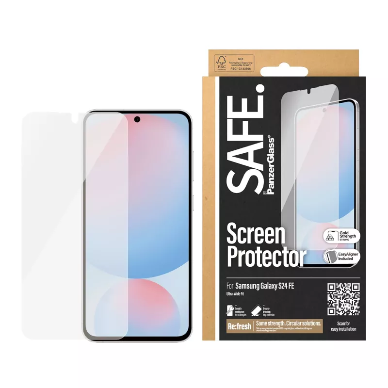PanzerGlass SAFE. by ® näytönsuojakalvo Samsung Galaxy S24 FE | Ultra-Wide Fit EasyAligner-telineellä