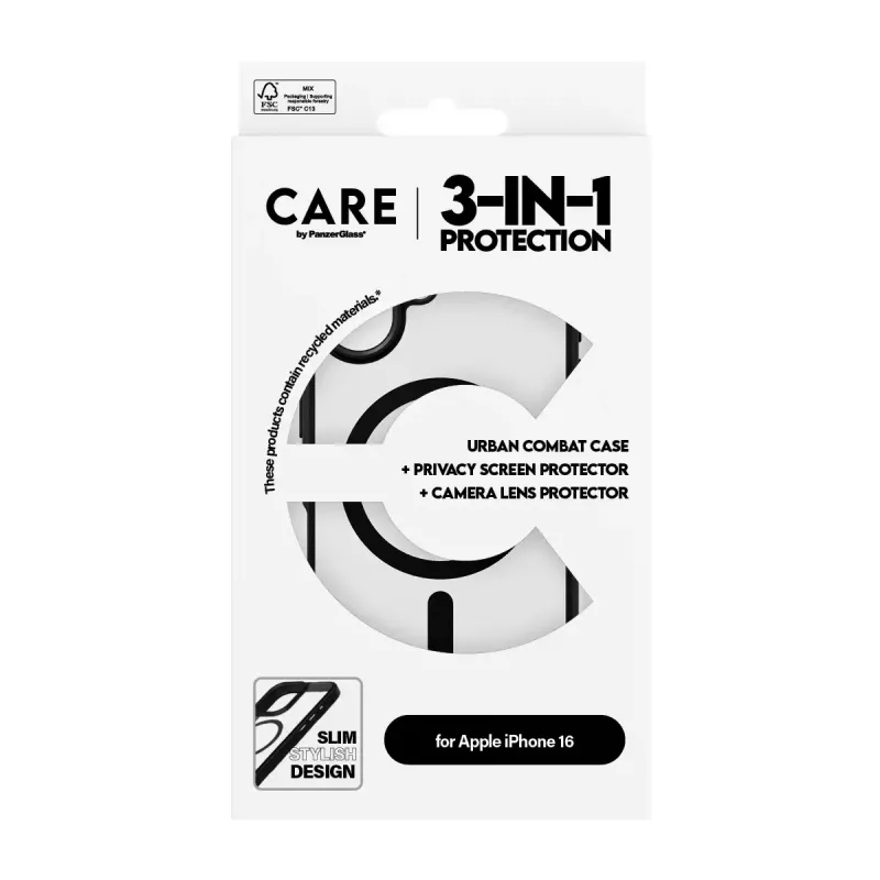 PanzerGlass ® | CARE by ® Flagship 3-in-1 Privacy -paketti iPhone 16