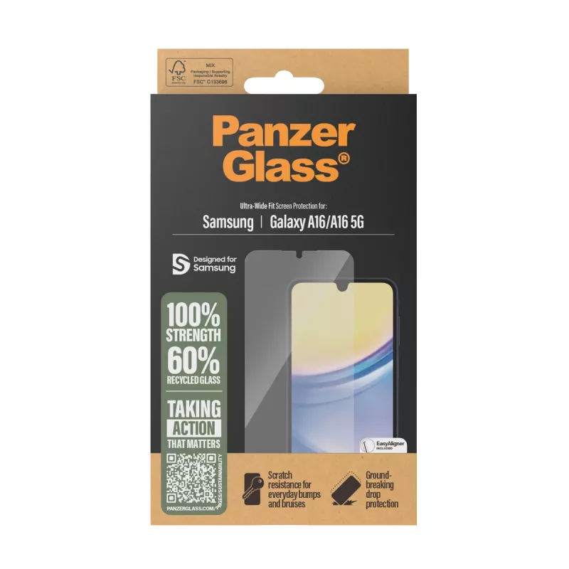 PanzerGlass ® näytönsuojakalvo Samsung Galaxy A16 | A16 5G | Ultra-Wide Fit EasyAligner-telineellä