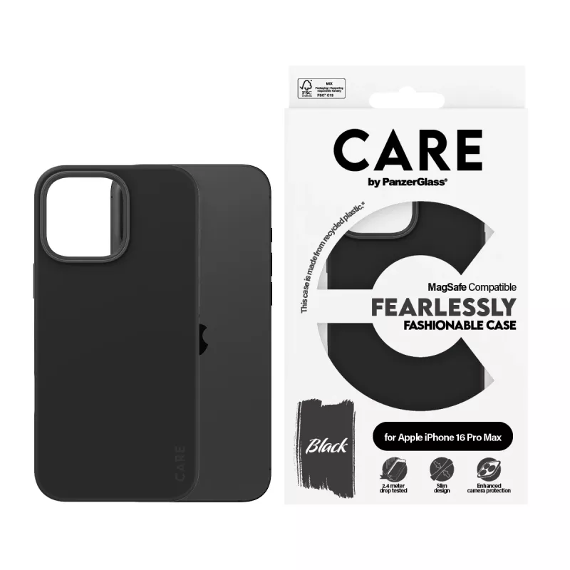 PanzerGlass CARE™ by ® suojakotelo musta MagSafe-tuella iPhone 16 Pro Max