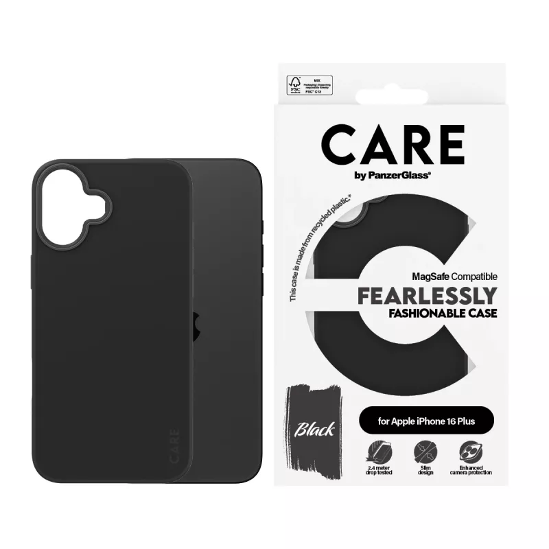 PanzerGlass CARE™ by ® suojakotelo musta MagSafe-tuella iPhone 16 Plus, suojakotelo, Apple, Apple - iPhone 16 Plus, musta